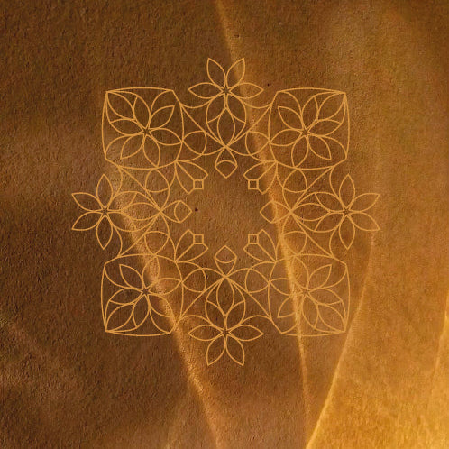 Decorative floral pattern on a textured brown background